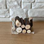 1:12 Scale Miniature Wood Log Pile on Base, 1-1/8 inch tall, DIY Dollhouse Supply