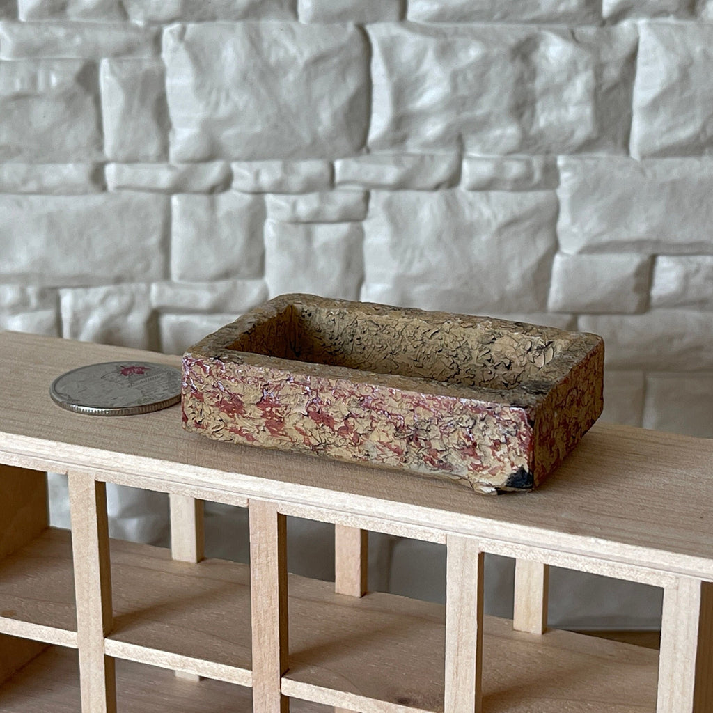 1:12 Scale Miniature Garden Trough, Stone Look, 2-5/16 inch wide, DIY Dollhouse Supply (cast resin)