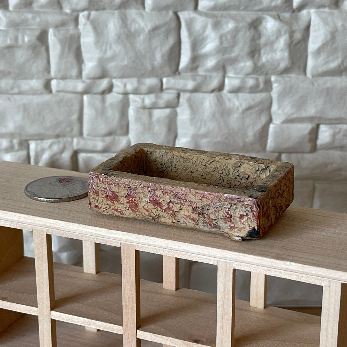 1:12 Scale Miniature Garden Trough, Stone Look, 2-5/16 inch wide, DIY Dollhouse Supply (cast resin)