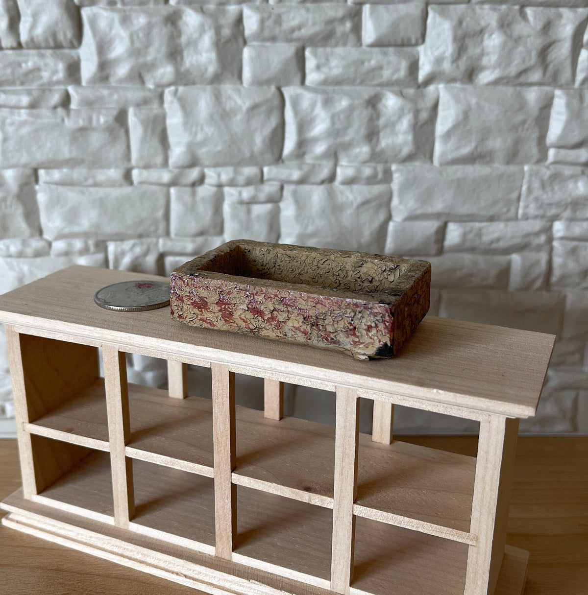 1:12 Scale Miniature Garden Trough, Stone Look, 2-5/16 inch wide, DIY Dollhouse Supply (cast resin)