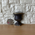 1:12 Scale Miniature Half Round Wall Planter, Flat Back, Urn Shape, 1-7/8 inch tall, DIY Dollhouse Supply (black)