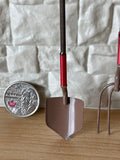 3 Piece Miniature Garden Tool Set , Miniature Shovel , Miniature Garden Fork , Miniature Spade , 1:12 Scale  - E068