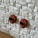 1:12 Miniature Terracotta Wall Planter , Half Moon Wall Planter , Clay Wall Planter , Set of 2 - B088