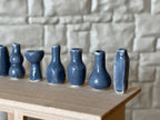 1:12 Scale Miniature Ceramic Vases, Assorted Shapes, Set of 12, 11/16 inch tall, DIY Dollhouse Supply (slate blue) (extra small)