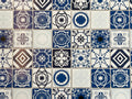 Miniature Blue Embossed Mediterranean Tile Sheet, 15-15/16 x 11-5/8 inch, DIY Dollhouse Supply