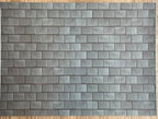 1:12 scale miniature embossed roof slate sheet in dark gray with staggered rectangular slates, shown flat