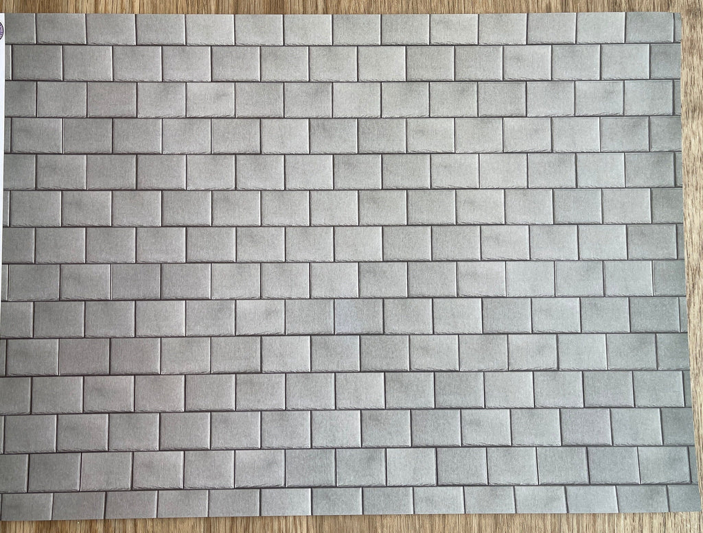 Miniature Pale Gray Embossed Roof Slate Sheet, 15-15/16 x 11-5/8 inch, DIY Dollhouse Supply