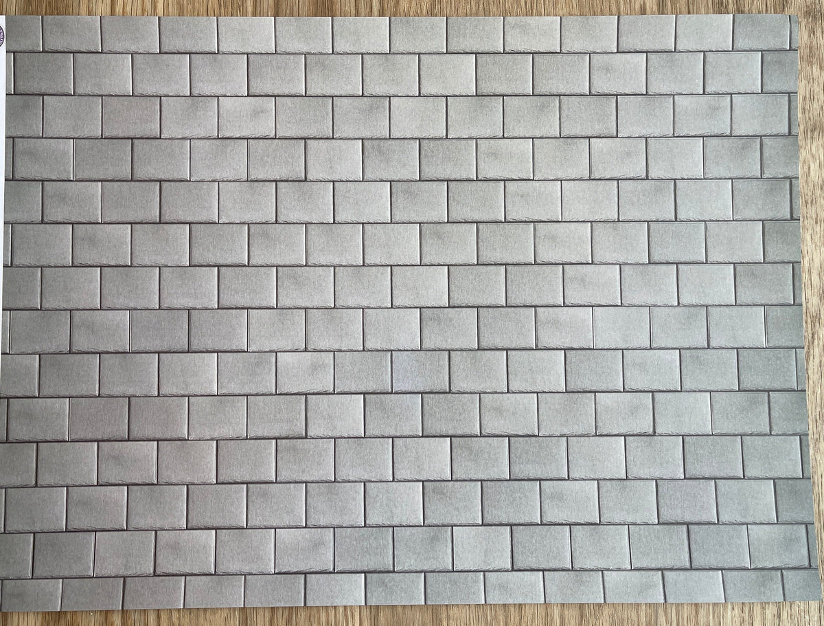 Miniature Pale Gray Embossed Roof Slate Sheet, 15-15/16 x 11-5/8 inch, DIY Dollhouse Supply