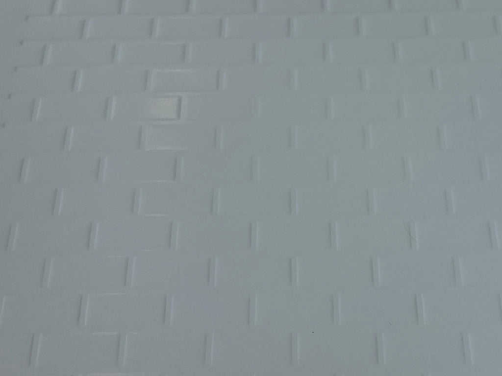 Miniature White Embossed Subway Tile Sheet with Dark Grout, 15-15/16 x 11-5/8 inch, DIY Dollhouse Supply