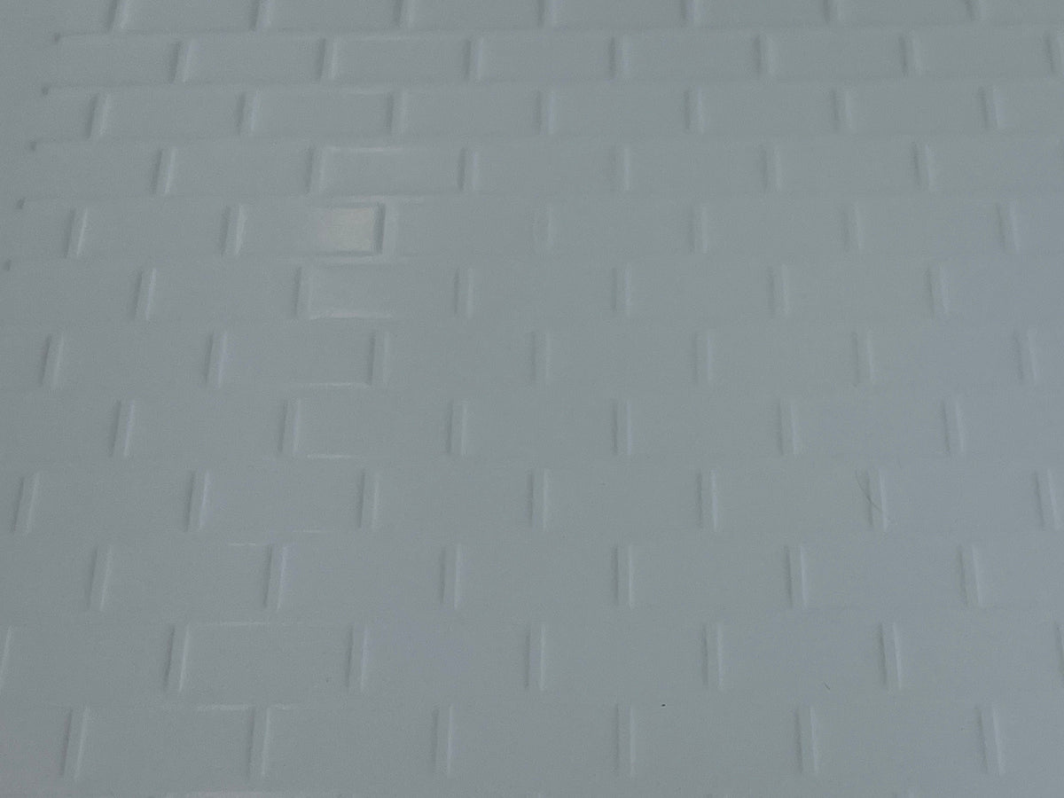 Miniature White Embossed Subway Tile Sheet with Dark Grout, 15-15/16 x 11-5/8 inch, DIY Dollhouse Supply