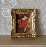 1:12 Miniature Paint in Victorian Style Ornate Gold Frame Portrait of Young Boy - F056