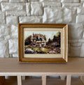 1:12 Scale Miniature Cottage Garden Painting in Ornate Frame, 2-13/16 inch wide, DIY Dollhouse Supply (gold)