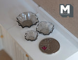 1:12 Miniature Mixing Bowls , Miniature Bowls , Miniature Salad Bowls , Assorted Mixing Bowls Set of 3  (gray) - F066