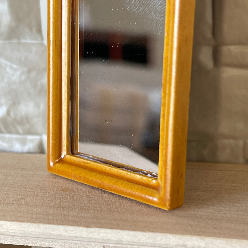 1:12 Scale Miniature Wood Full Length Floor Mirror, Rectangular, 4-7/16 inch tall, DIY Dollhouse Supply (amber)