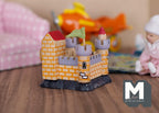 1:12 Scale Miniature Wood Toy Castle, Turrets and Drawbridge Door, 1-11/16 inch tall, DIY Dollhouse Supply
