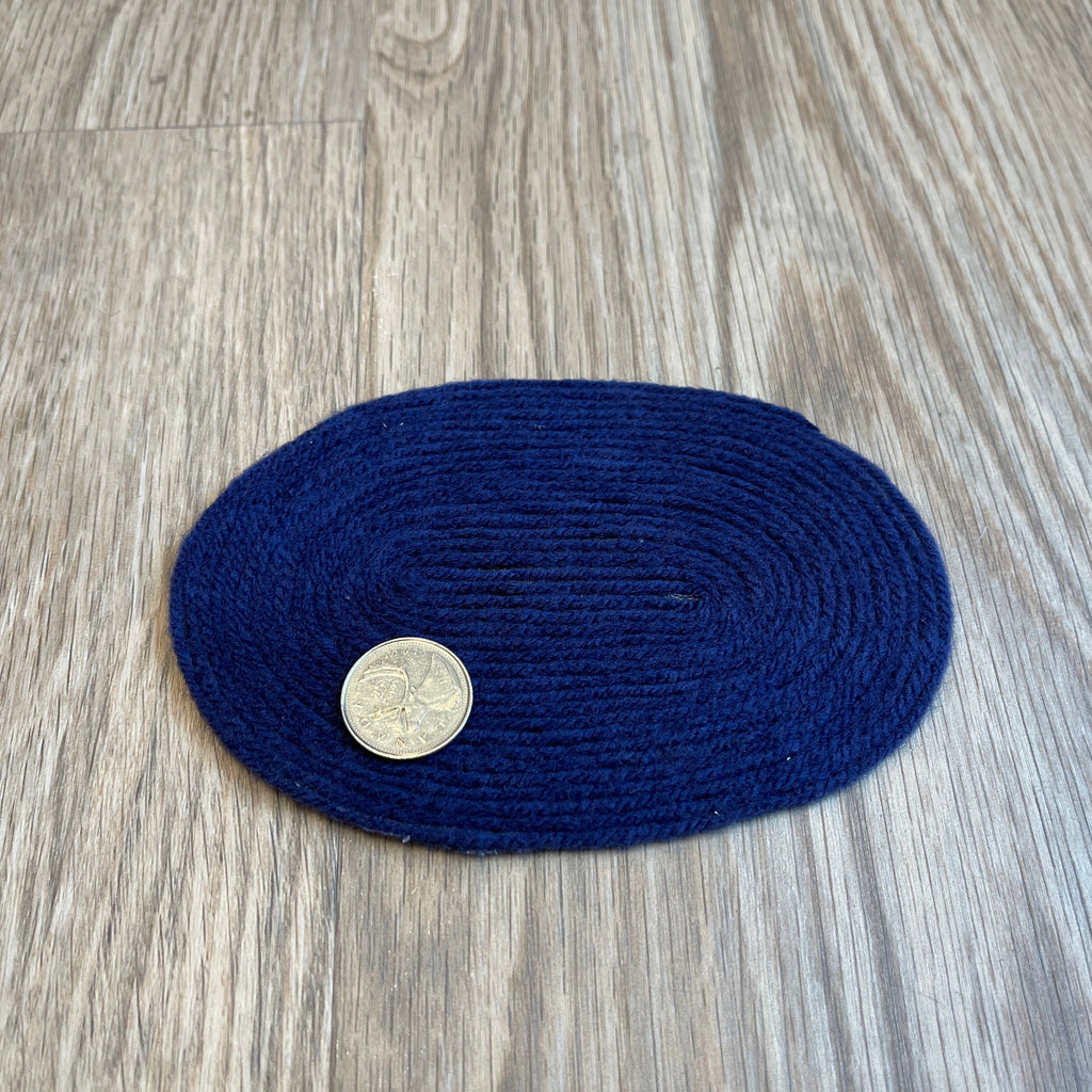 1:12 Scale Miniature Oval Braided Rug, 5-7/8 inch long, DIY Dollhouse Supply (large) (navy blue)