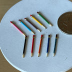 1:12 Scale Miniature Colored Pencils, Set of 10, 13/16 inch long, DIY Dollhouse Supply