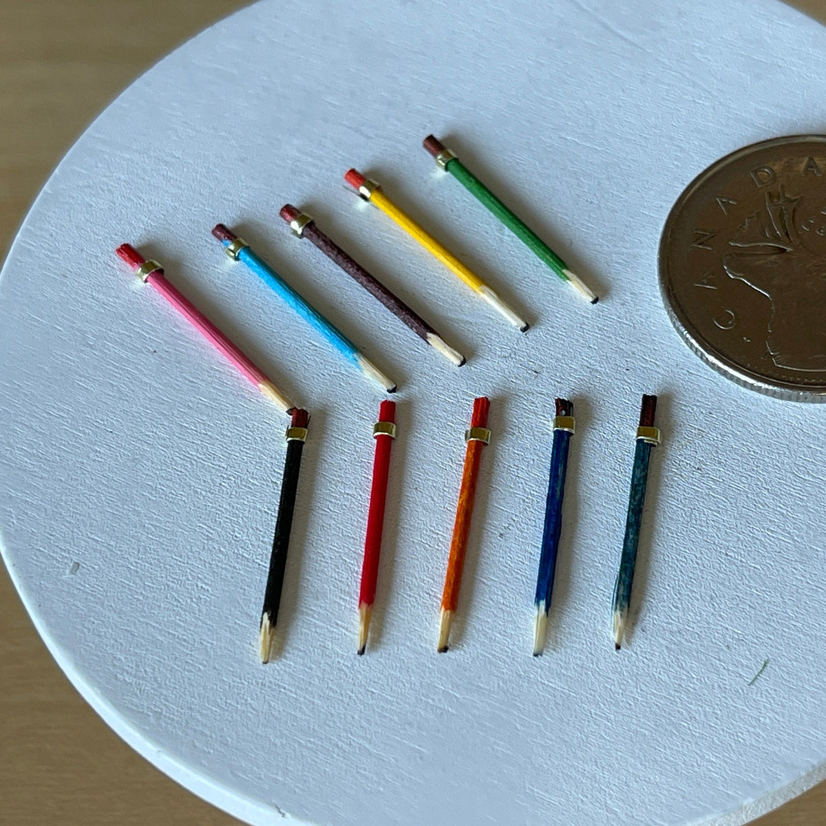 1:12 Scale Miniature Colored Pencils, Set of 10, 13/16 inch long, DIY Dollhouse Supply