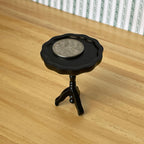 1:12 Scale Miniature Wood Pie Crust Round Table, Tripod Pedestal Base, 2-3/16 inch tall, DIY Dollhouse Supply (black)