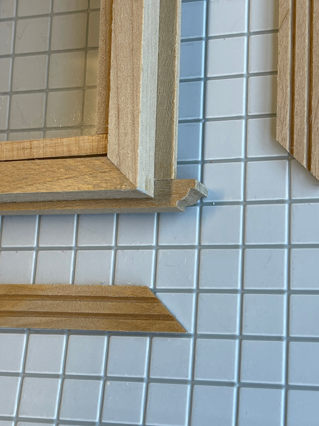 1:12 Scale Miniature Double Hung Window with Dentil Pediment and Back Trim, 5-11/16 inch high Dollhouse Supply