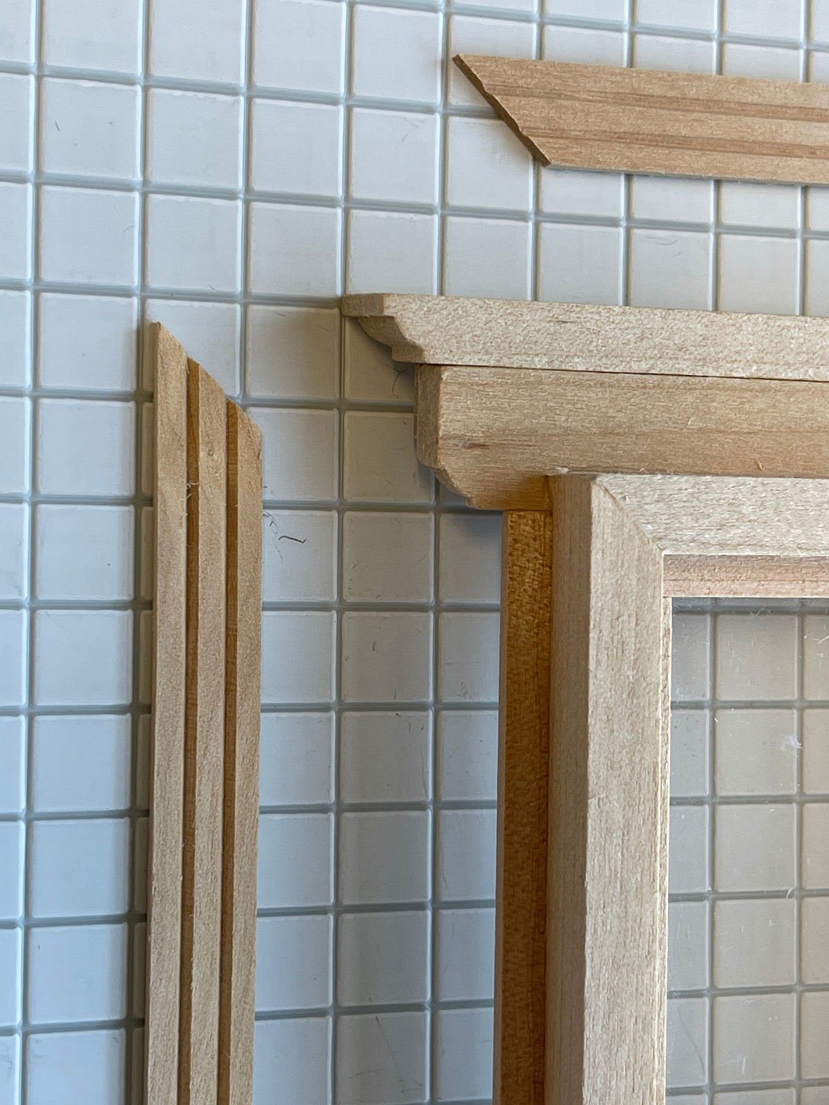 1:12 Scale Miniature Double Hung Window with Dentil Pediment and Back Trim, 5-11/16 inch high Dollhouse Supply