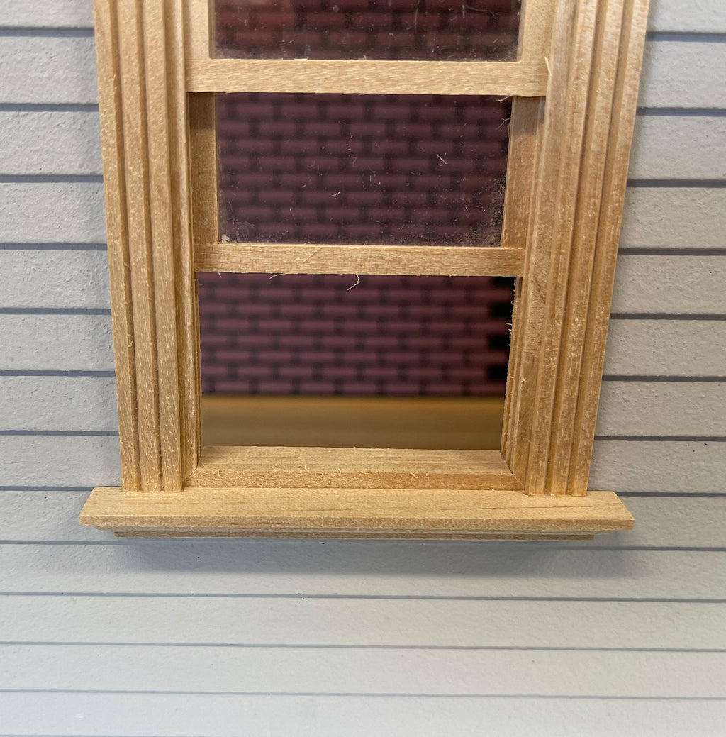 1:12 Scale Miniature Double Hung Window with Dentil Pediment and Back Trim, 5-11/16 inch high Dollhouse Supply