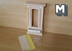 1:12 Scale Miniature Unpainted Wood Cabinet with Mirror Door and Drawers, 6-11/16 inch tall, DIY Dollhouse Supply