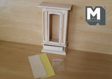 1:12 Unpainted unfinished dollhouse miniature wooden dresser cabinet with mirror swing door and 4 drawers - I003