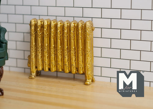 1:12 Scale Miniature Antique Style Column Radiator, 2-3/8 inch tall, DIY Dollhouse Supply (gold)