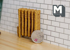 Miniatura a escala 1:12 de radiador de columnas estilo antiguo con patas, 2-3/4 inch de largo, suministros DIY para casa de muñecas (dorado)