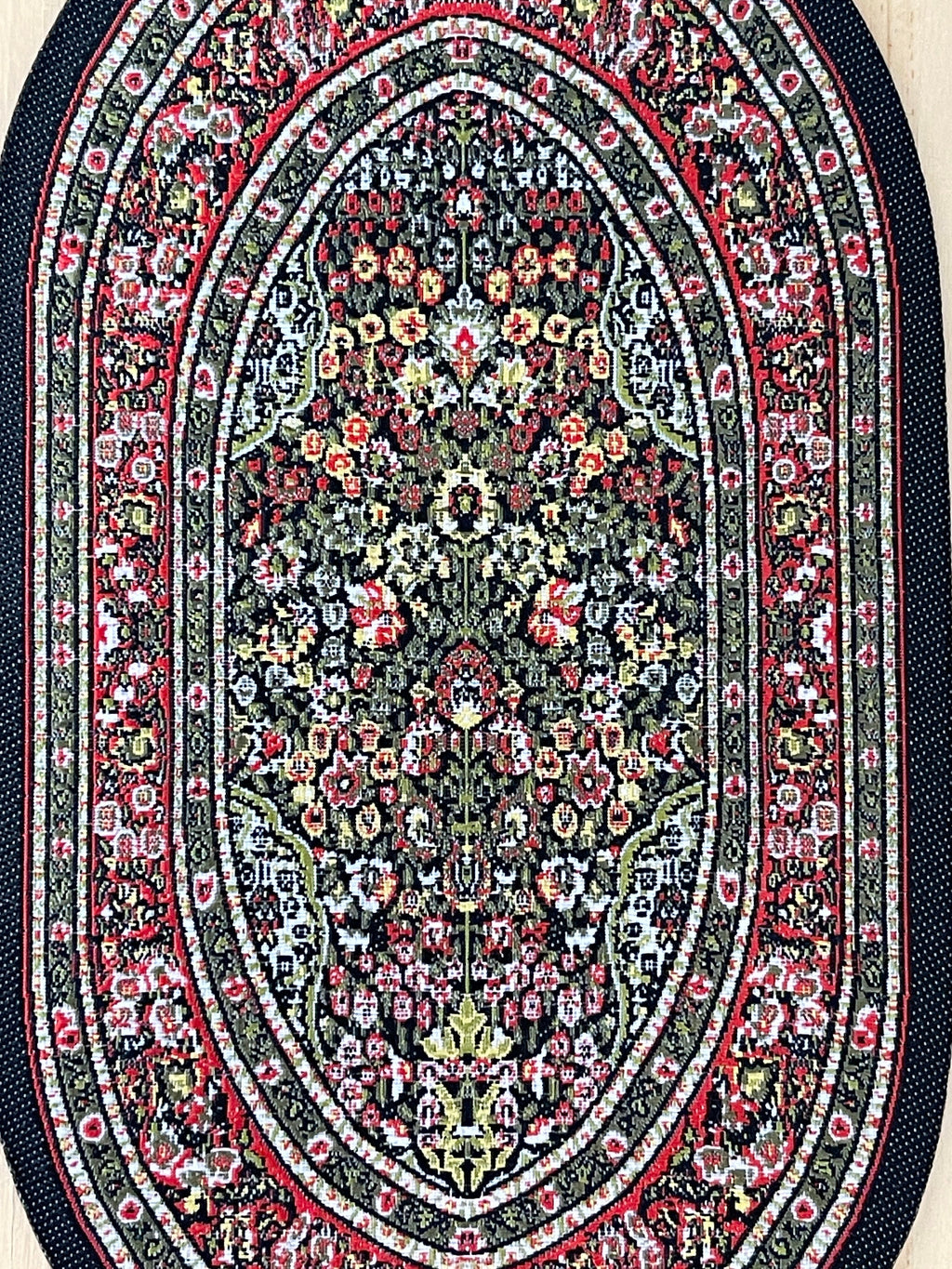 1:12 Scale Miniature Oval Area Rug with Floral Medallion, 5-11/16 inch long, DIY Dollhouse Supply