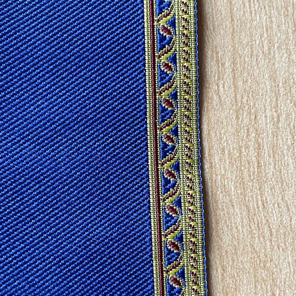 1:12 Scale Miniature Fabric Stair Runner with Patterned Border, 19-5/16 inch long, DIY Dollhouse Supply (blue)