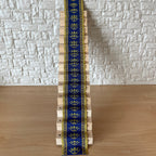 1:12 Scale Miniature Fabric Stair Runner, Fleur de Lis Pattern, 19-5/16 inch long, DIY Dollhouse Supply (blue and gold)
