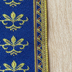 1:12 Scale Miniature Fabric Stair Runner, Fleur de Lis Pattern, 19-5/16 inch long, DIY Dollhouse Supply (blue and gold)