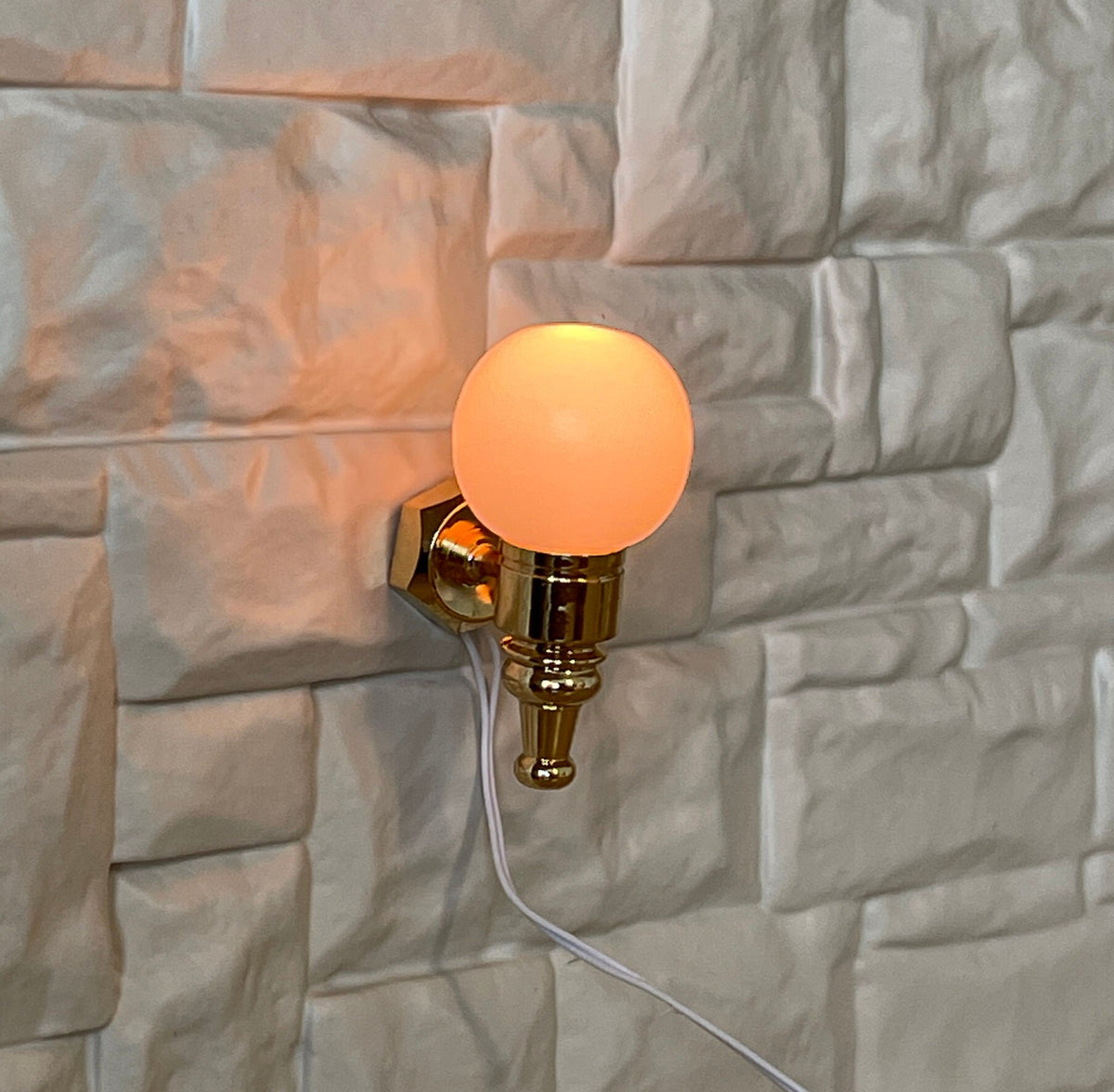 1:12 Miniature Wall Sconce , Globe Wall Lamp , Round Wall Lamp , Ball Wall Lamp LED 12v Plug Powered Dollhouse Light Fixture K046