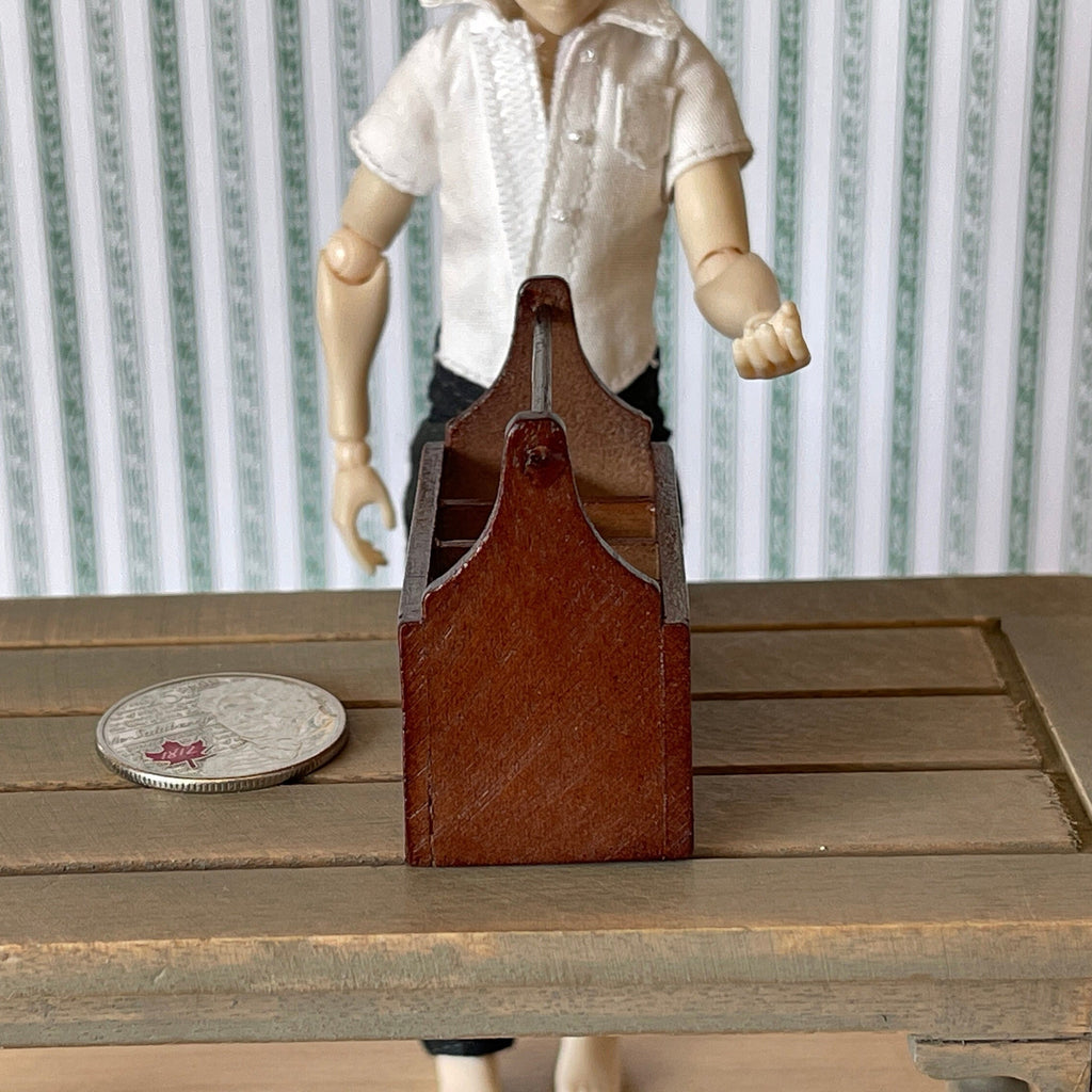 1:12 Miniature Wooden Garden Toolbox , Garden Tool Box ,  Tool Caddy , Carry Caddy - F080