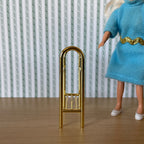 1:12 Scale Miniature Metal Quilt Rack, Arched Top, 2 Bars, 2-3/4 inch tall, DIY Dollhouse Supply (gold)