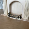 1:12 Scale Miniature Metal Fireplace Fender with Spindle Rail, 2-5/16 inch wide, DIY Dollhouse Supply (antique brass)