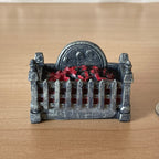 1:12 Scale Miniature Metal Fire Grate with Red Coals, Arched Back, 1-5/8 inch wide, DIY Dollhouse Supply (pewter)