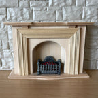 1:12 Scale Miniature Metal Fire Grate with Red Coals, Arched Back, 1-5/8 inch wide, DIY Dollhouse Supply (pewter)