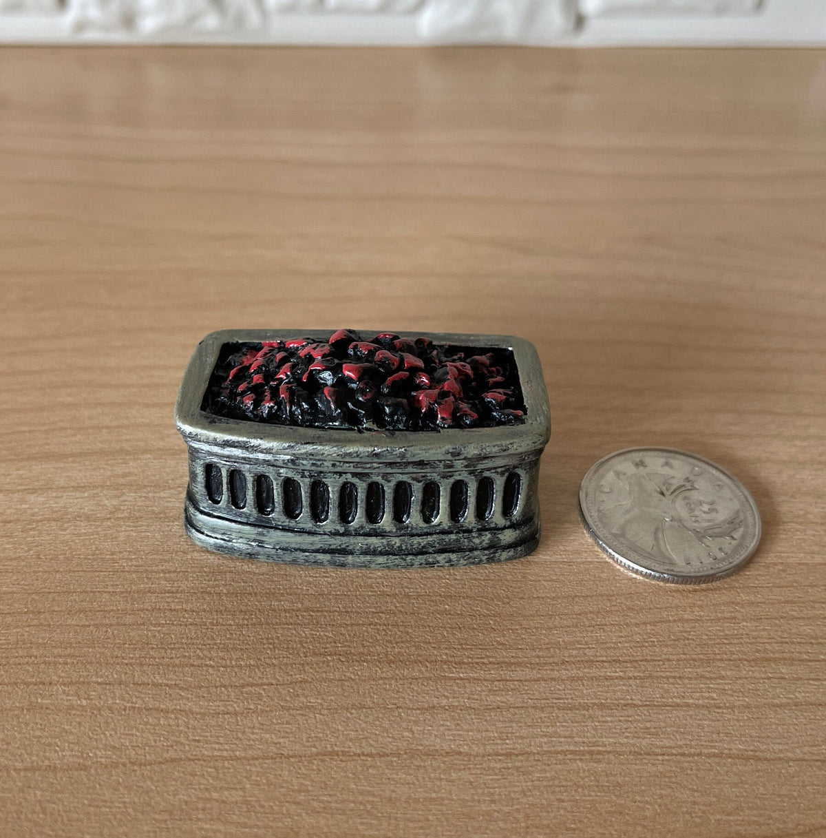 1:12 Miniature Fire Grate , Fireplace Grate , Dollhouse Firebox , Bowed Fire Grid , Fuel Grate , Fireplace Grill (cast resin) (gray)- F019