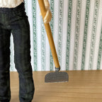 1:12 Scale Miniature Garden Hoe with Wood Handle, 4 inch long, DIY Dollhouse Supply