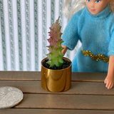 1:12 Miniature Cactus in Round Metal Pot Dollhouse Supplies Garden Flowers and Leaves (Tall) - B057
