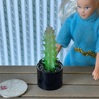 1:12 Miniature Cactus in Round Metal Pot Dollhouse Supplies Garden Flowers and Leaves (Tall) - B057