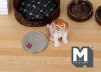 1:12 Scale Miniature Sitting Puppy Figurine, 1-3/16 inch tall, DIY Dollhouse Supply (brown and white)