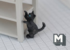 1:12 Scale Miniature Black Cat Figure, Standing on Hind Legs, 1-9/16 inch tall, DIY Dollhouse Supply