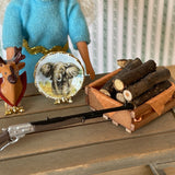 1:12 Dollhouse Supplies Miniature Decoration Set of 5 , Fire Logs and Crate , Hunting Rifle, Deer Head, Animal Plate, Elephant Plate - F044
