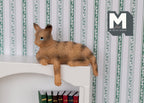 1:12 Scale Miniature Cleo the Tabby Cat, Shelf Sitter with Paws Over Edge, 1-3/4 inch tall, DIY Dollhouse Supply (ginger)