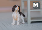1:12 Scale Miniature Standing Springer Spaniel Dog, 1-3/4 inch long, DIY Dollhouse Supply (white and brown)