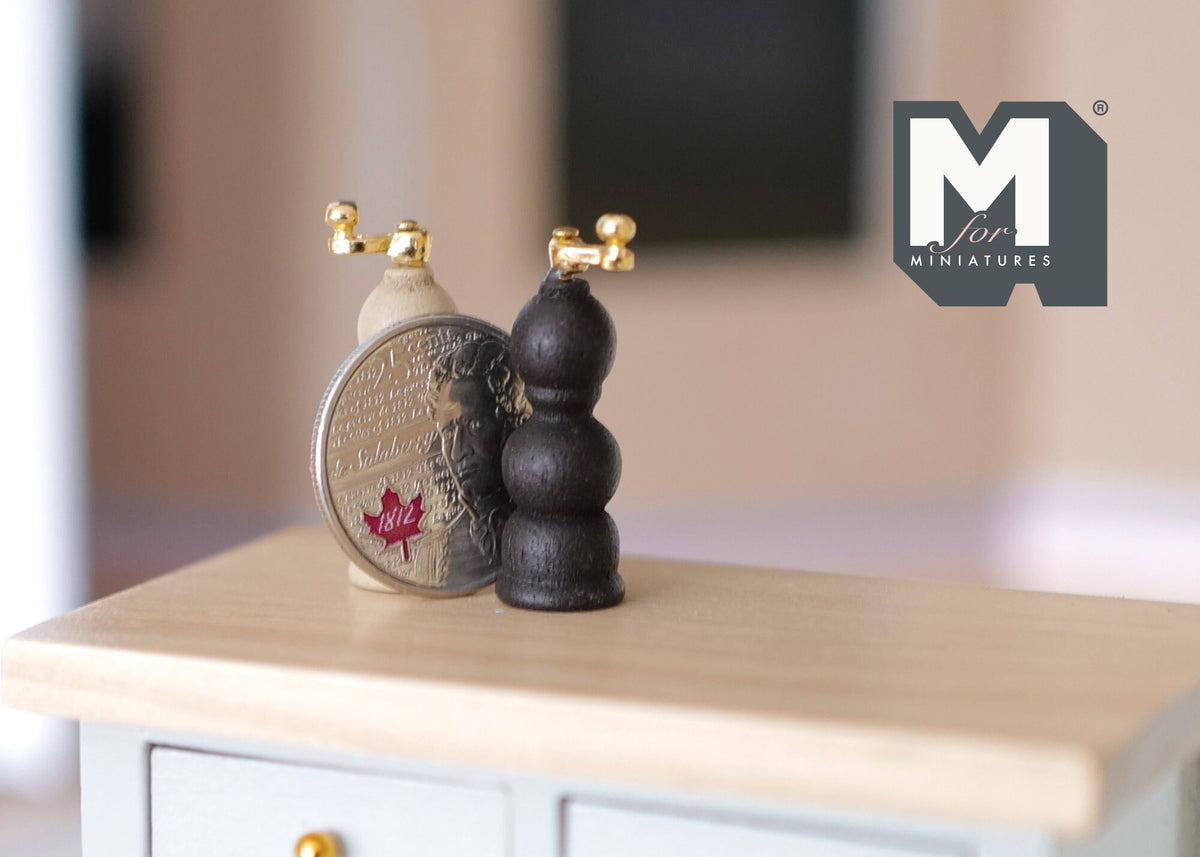 1:12 Scale Miniature Wood Salt and Pepper Shakers, Set of 2, 1-3/16 inch tall, DIY Dollhouse Supply